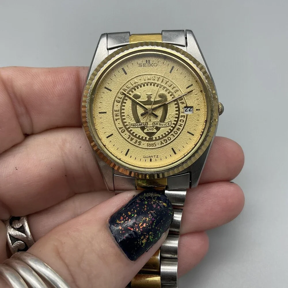 Vintage Seiko Mens Watch 34mm Gold Two Tone Date 5Y23-8A69  display picture 1